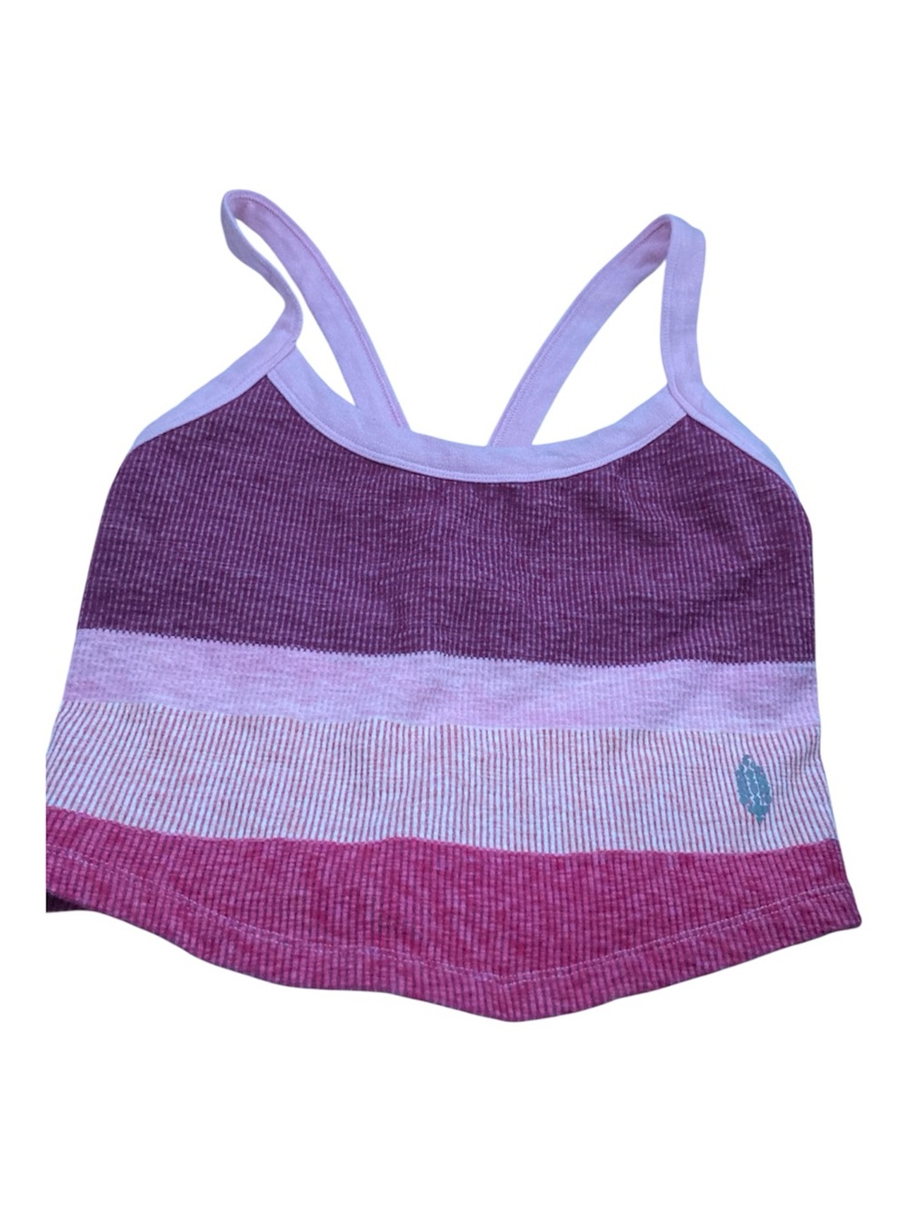FP Movement by Free People Pink and Rose Stripe Ribbed Crop top - Picture 3 of 6